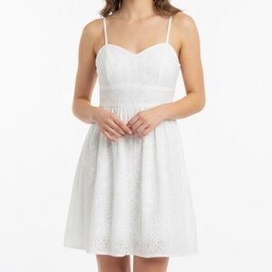 Maurices NWOT Eyelet White Strappy Summer Sleeveless Dress Lined Crinoline Hem